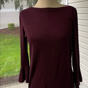 Women’s VINTAGE 41 HAWTHORN Chic Burgundy Long Long Sleeved Top Sz M